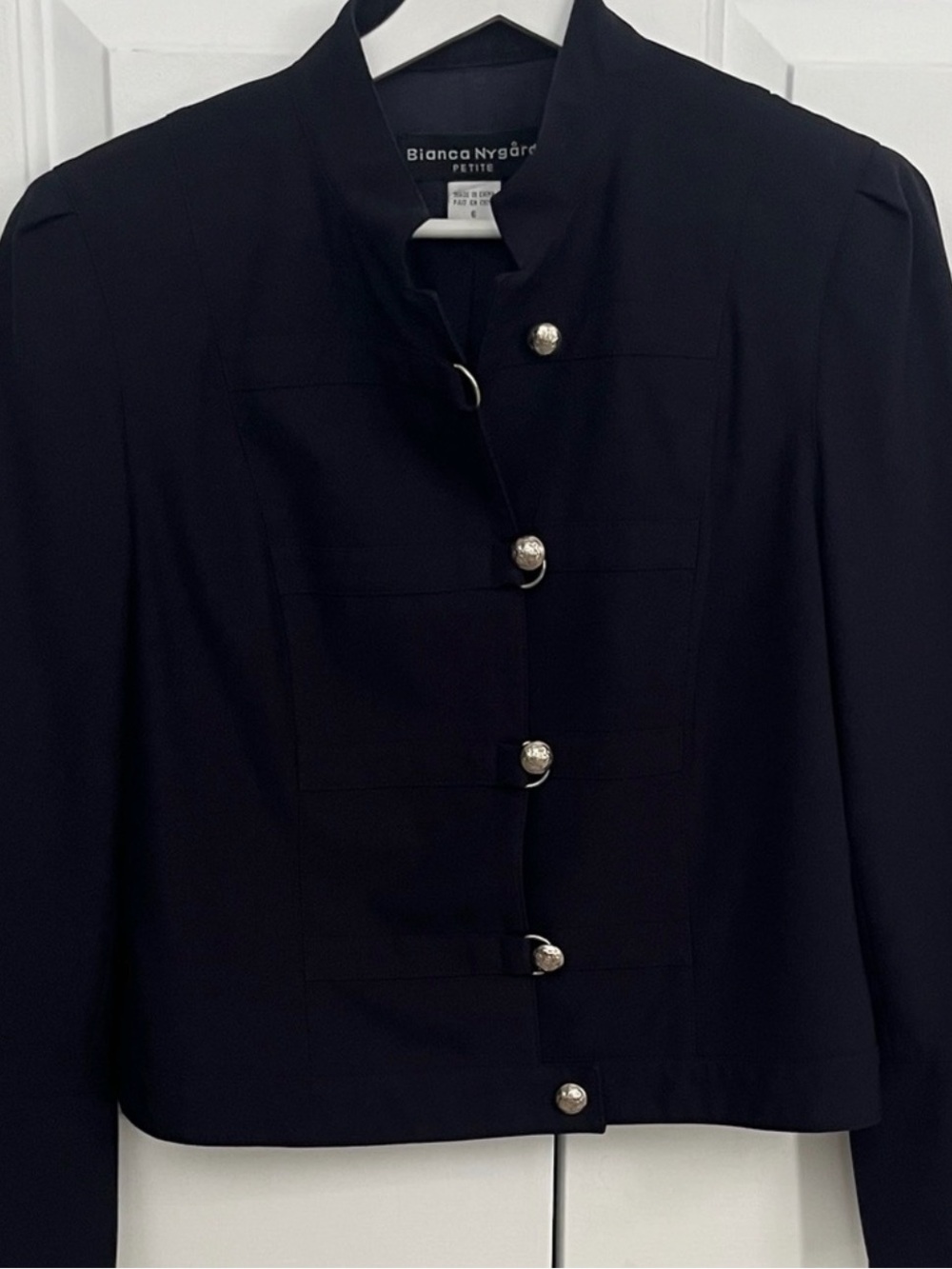 Bianca Nygård Black Cropped Military-Style Blazer 6 Petite